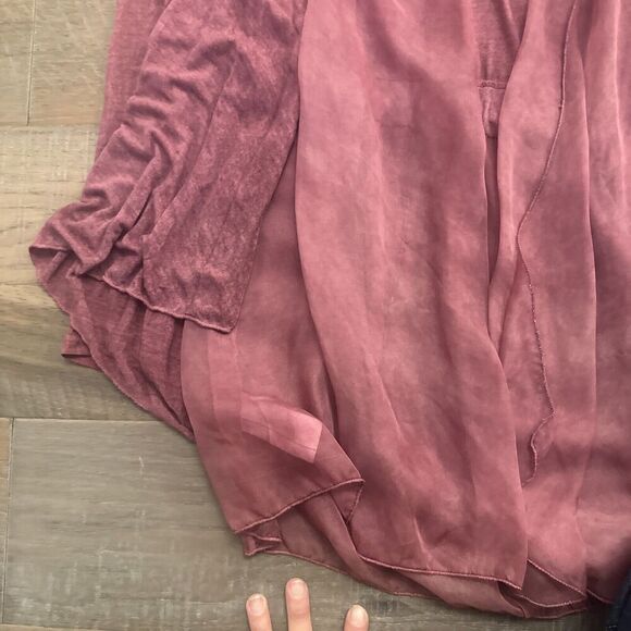 Gigi Moda Silk Open Cardigan Sz S Burgundy Italy Fairy Artsy Lagenlook Sheer - Picture 10 of 14